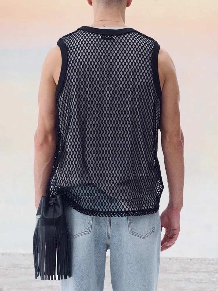 Hollow Out Mesh Tank Top