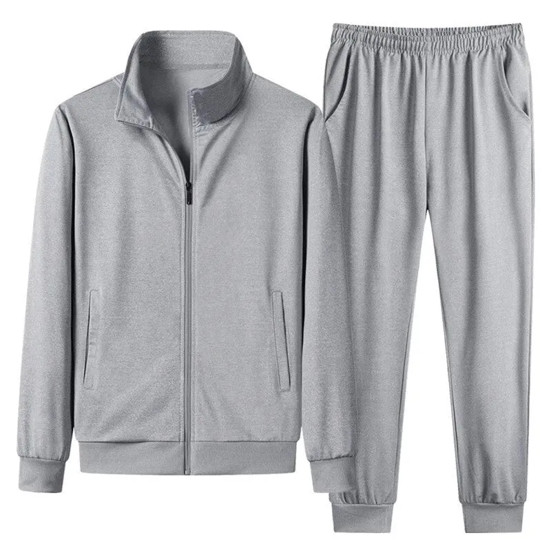 Hooded/Stand Collar Quarter Zip Solid Color Male Sweatsuit