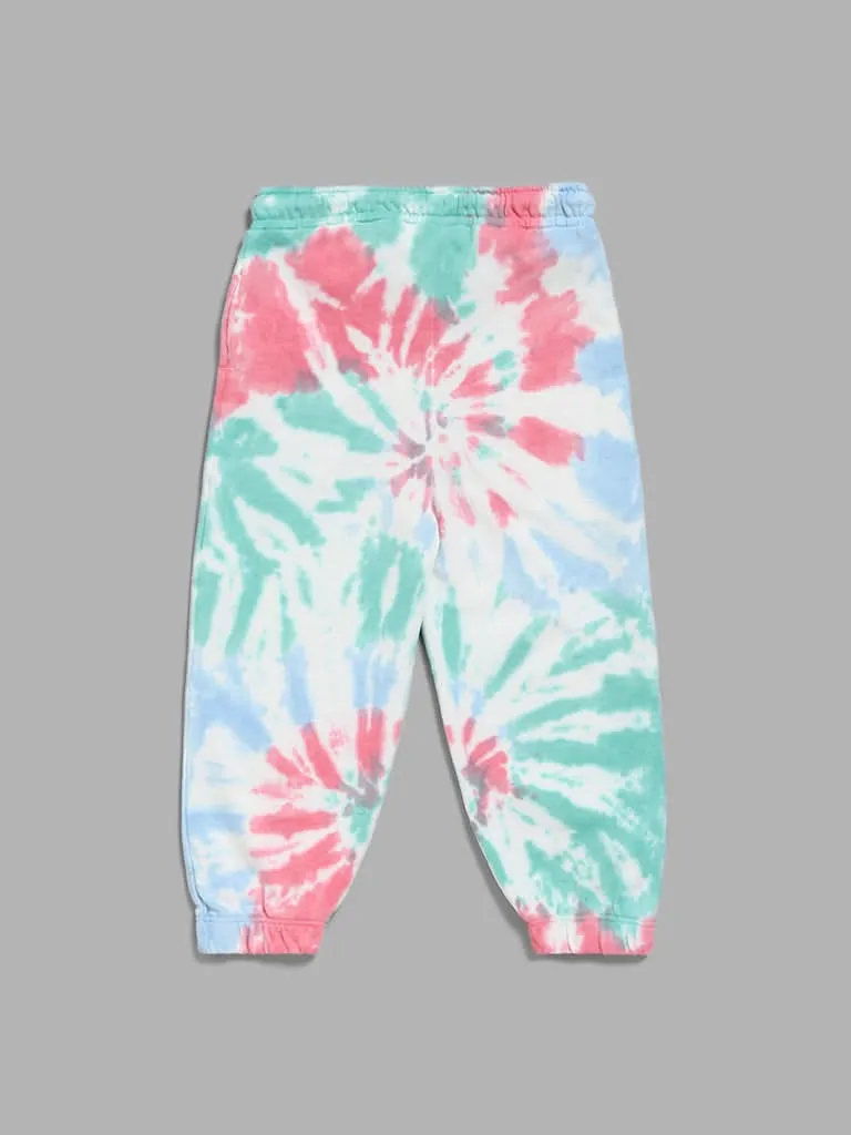 HOP Kids Multicolour Tie-Dye Printed Joggers