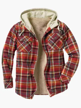 Ilooove - Thickened Warm Men's Shirt Jacket Autumn Winter Plaid Hooded Jacket & Coat