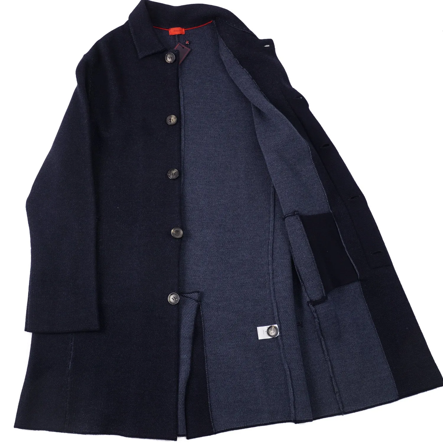 Isaia Unlined Knit Wool Overcoat