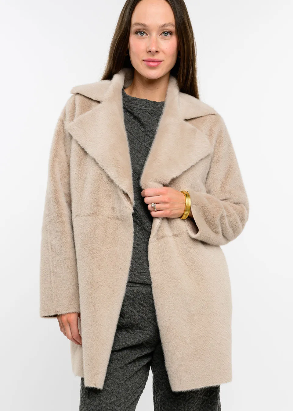 Ivy Jane Faux Fur & Suede Coat