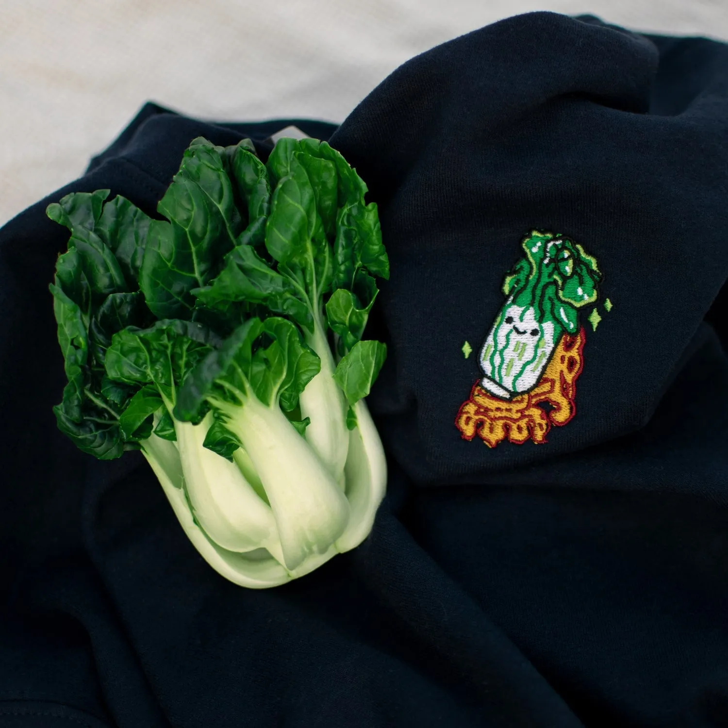 Jadeite Cabbage (Bok Choy) Embroidered Sweatshirt