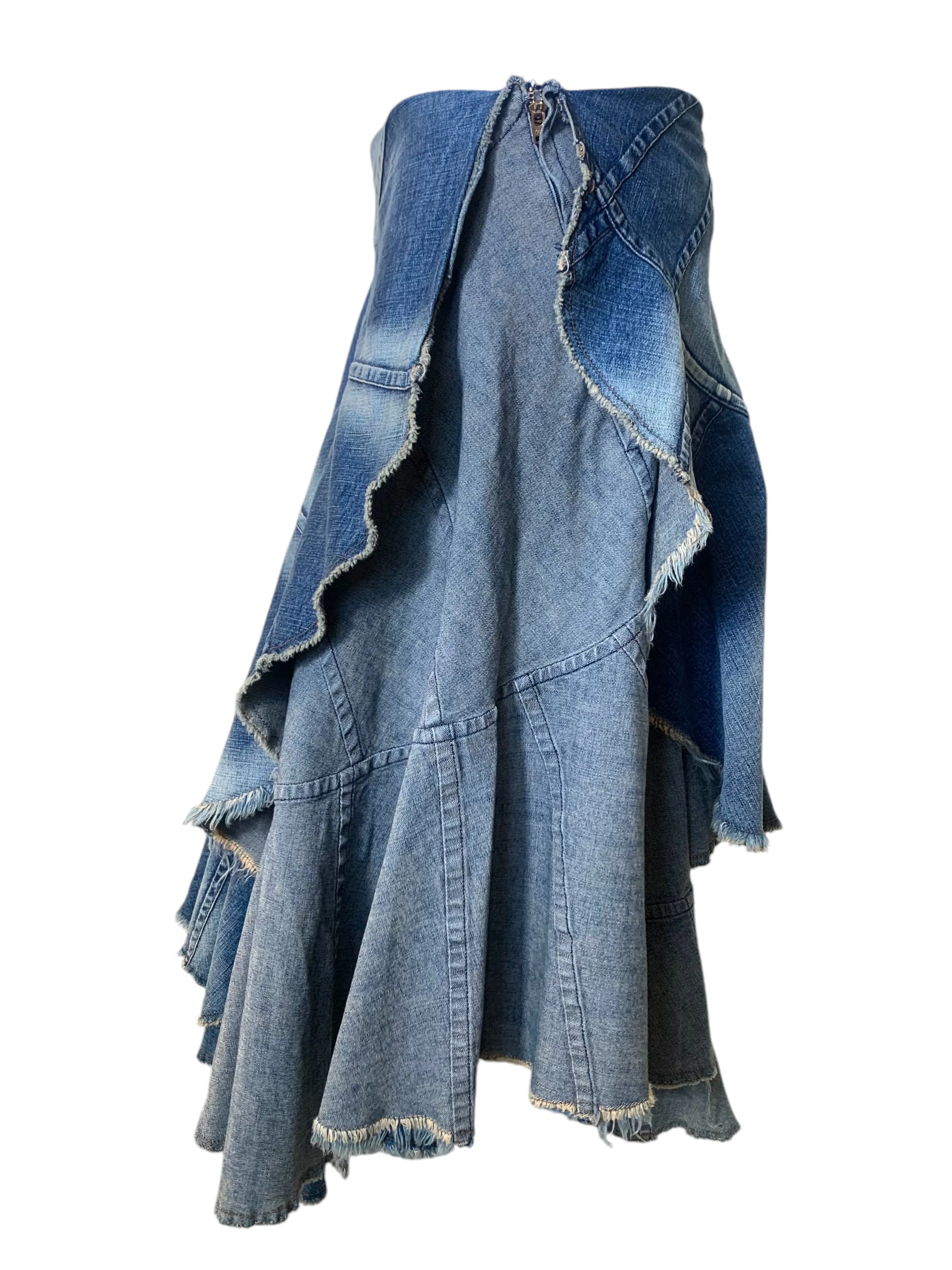 Junya Watanabe COMME des GARÇONS 2001 Tiered Deconstructed Denim Skirt