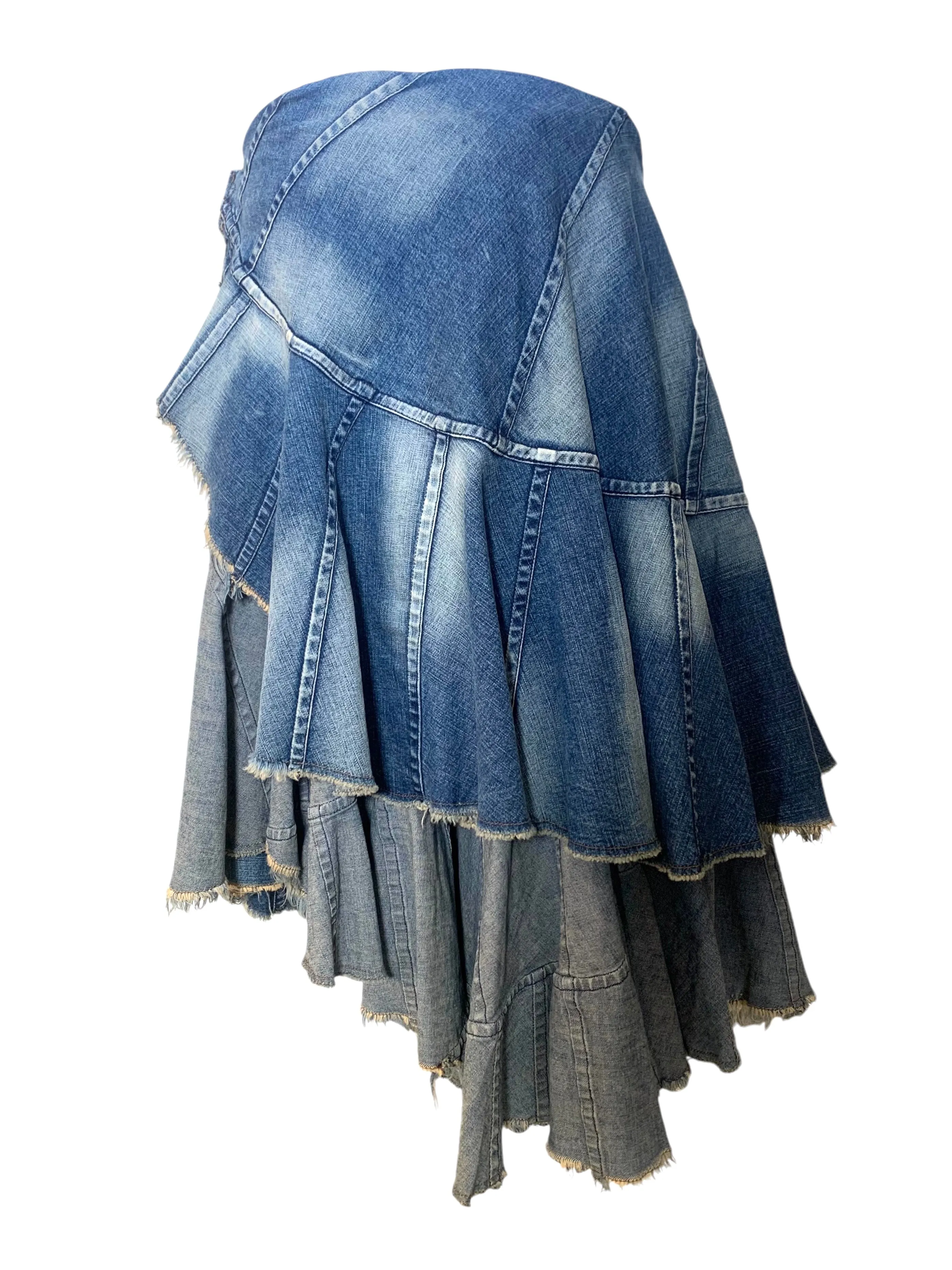 Junya Watanabe COMME des GARÇONS 2001 Tiered Deconstructed Denim Skirt