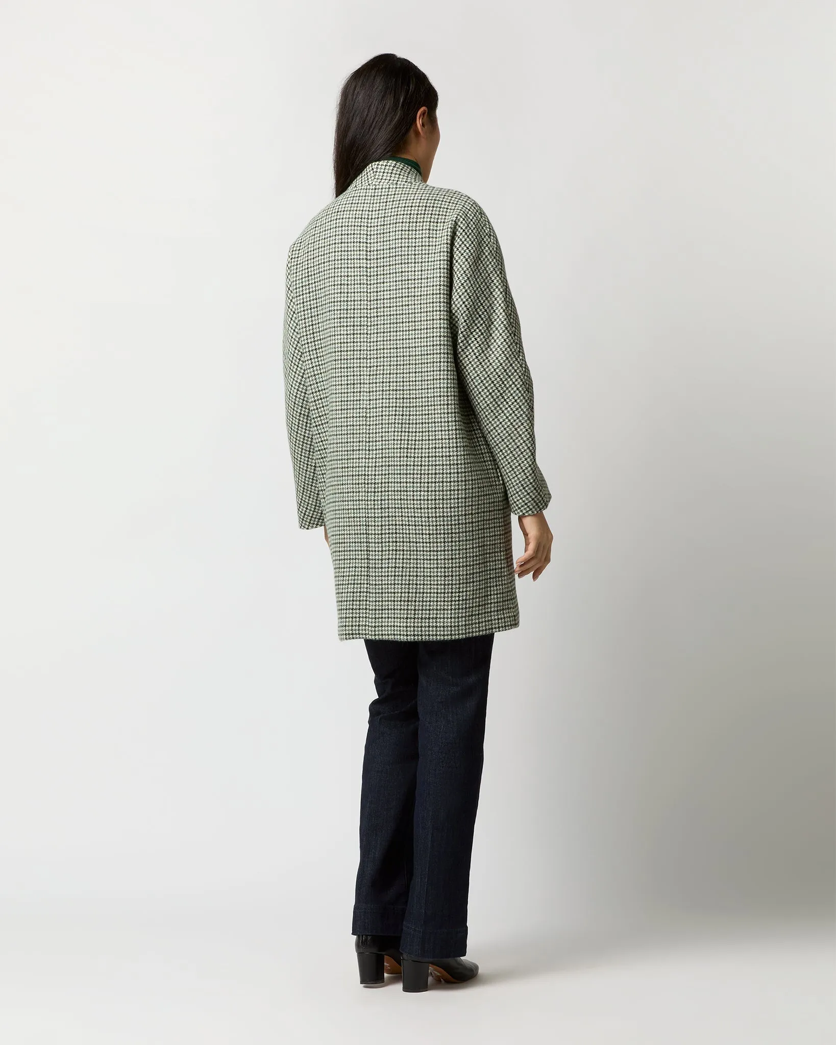 Kennedy Coat in Green Houndstooth Tweed