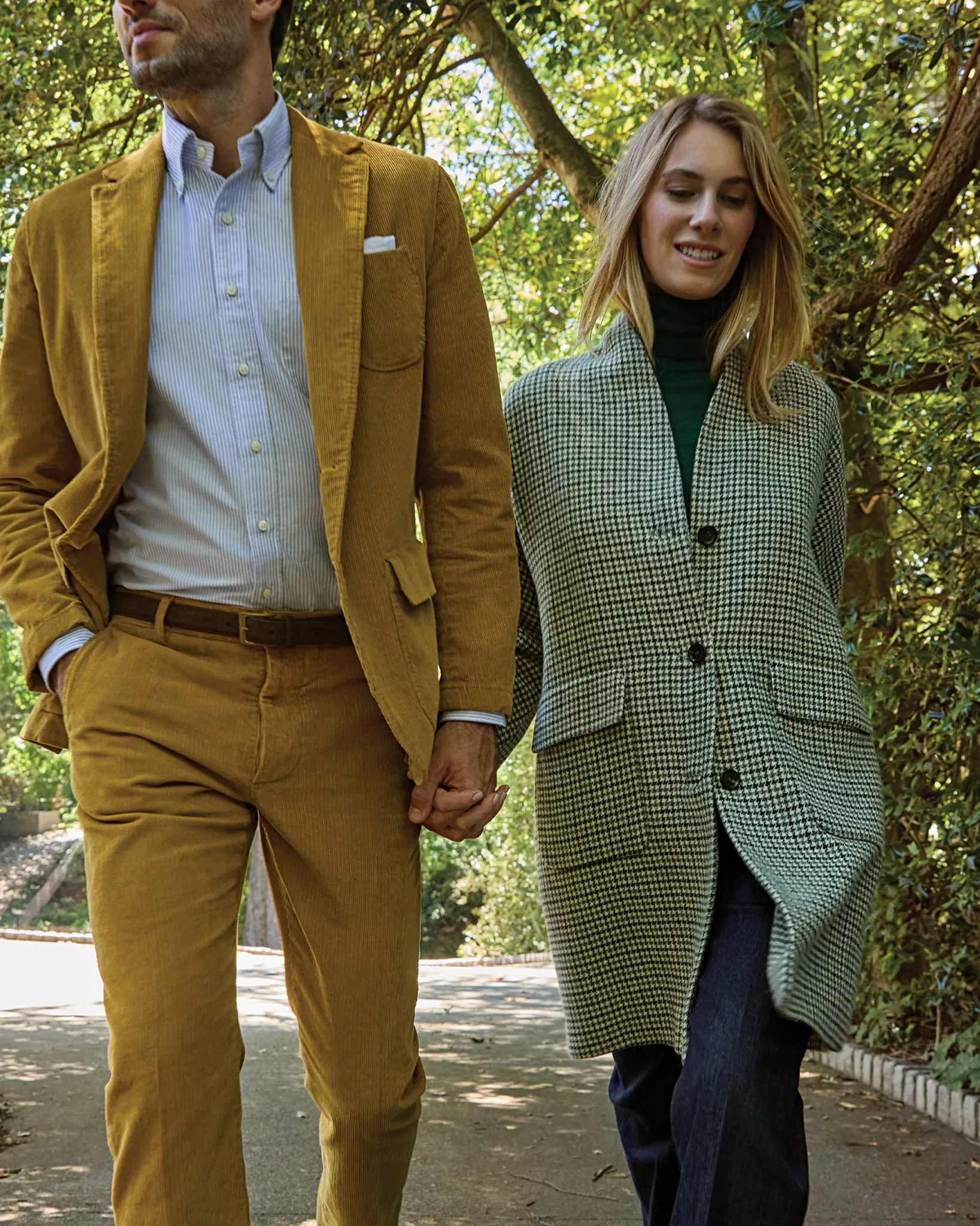 Kennedy Coat in Green Houndstooth Tweed