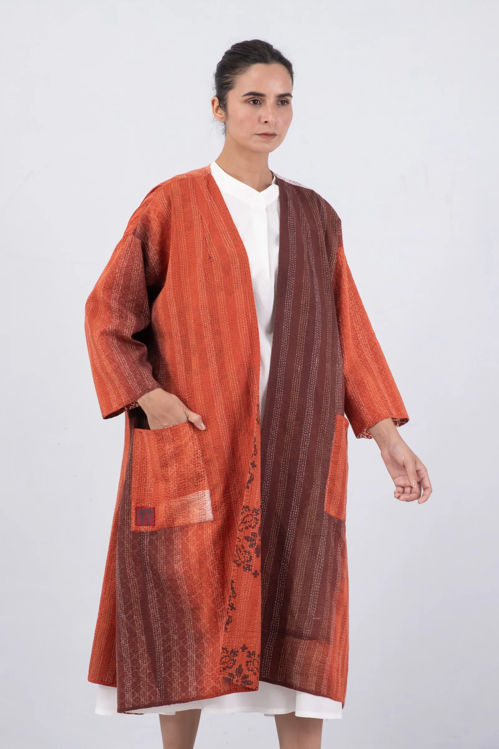 KIMONO COTTON KANTHA LONG DUSTER