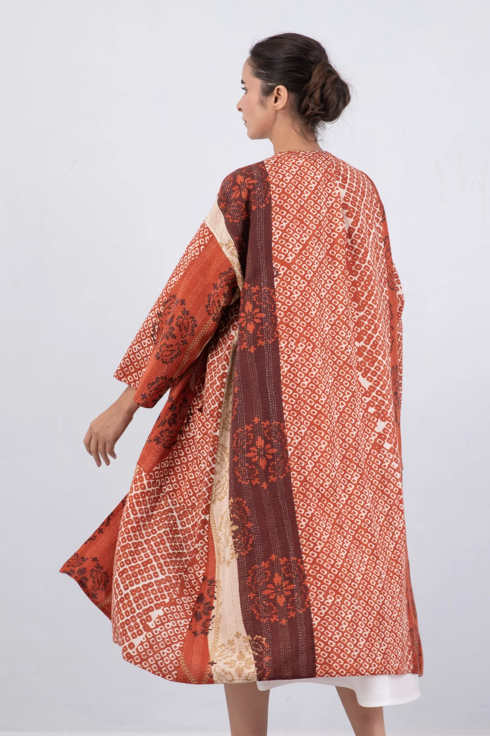 KIMONO COTTON KANTHA LONG DUSTER