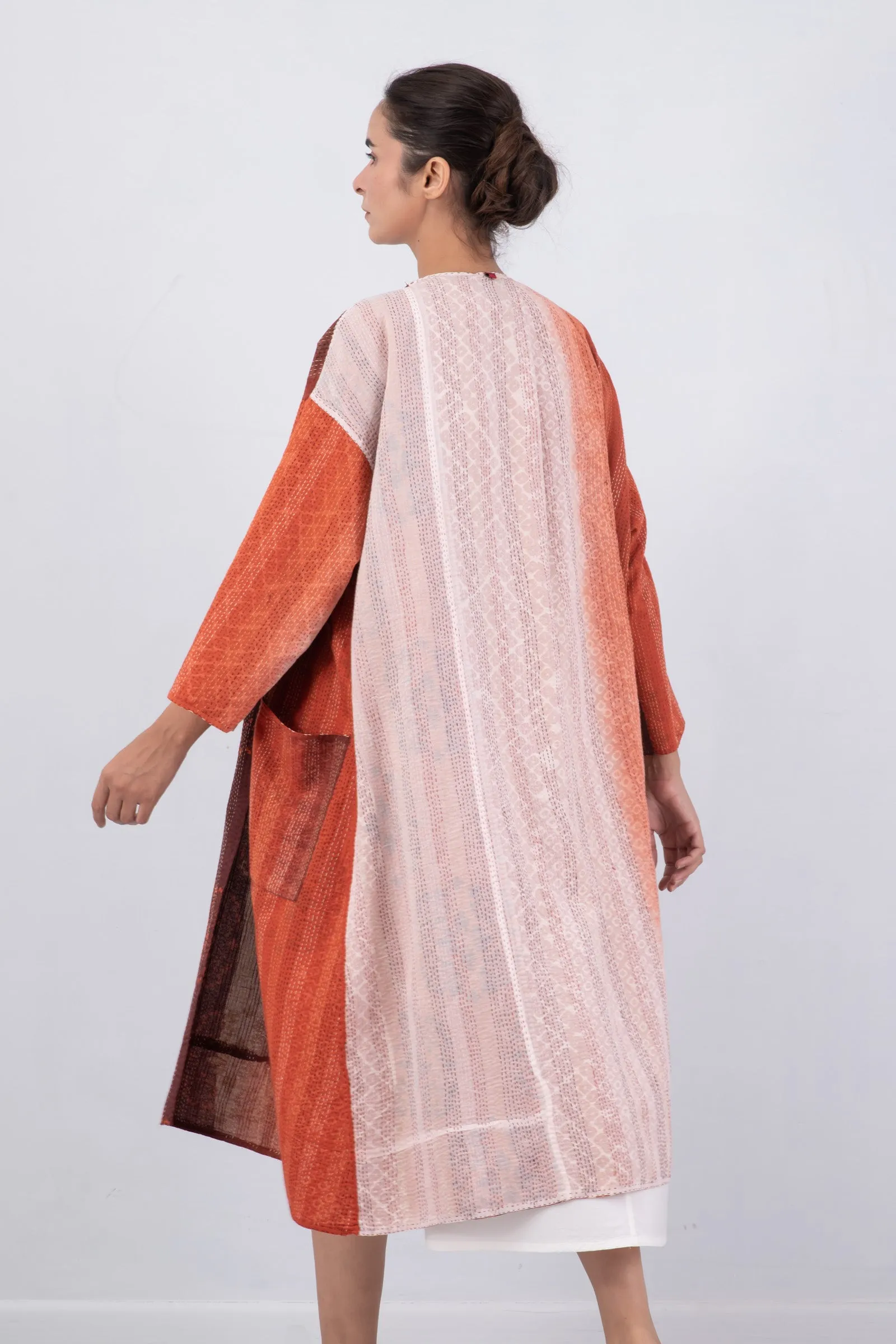 KIMONO COTTON KANTHA LONG DUSTER