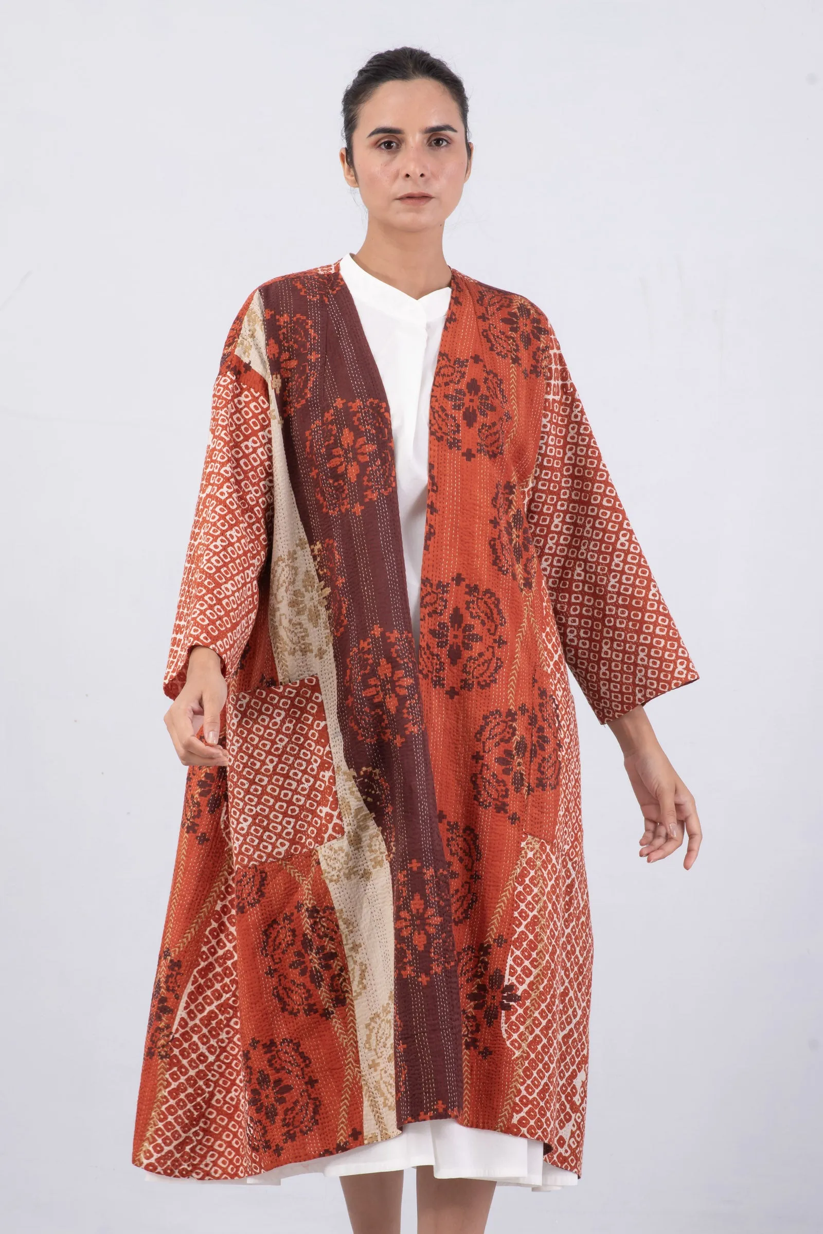 KIMONO COTTON KANTHA LONG DUSTER