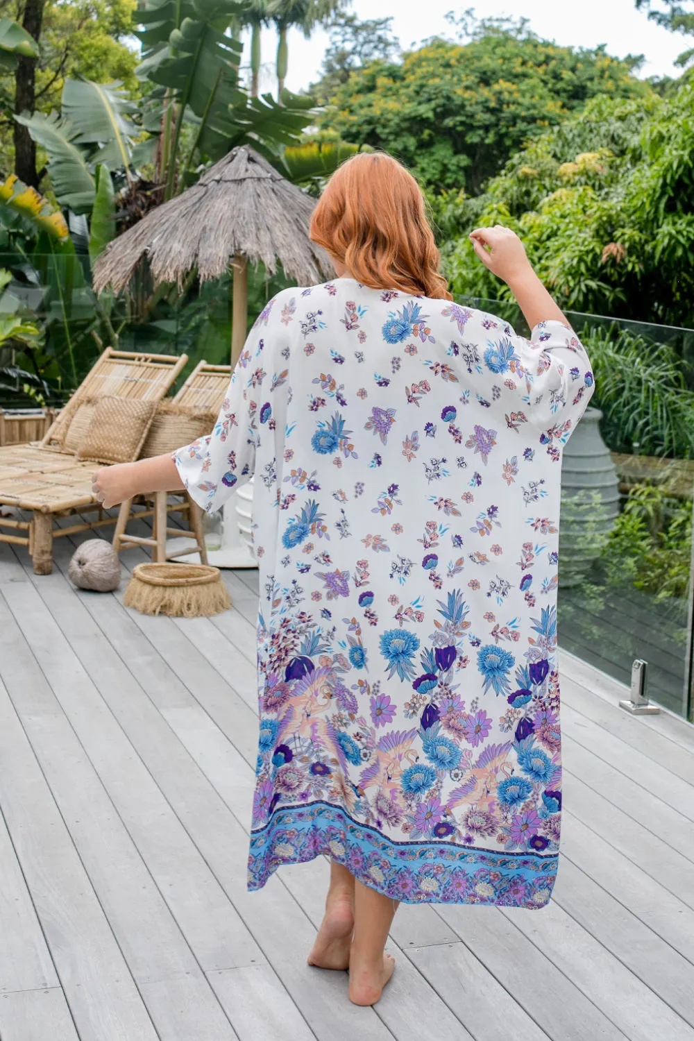 Kimono Jacket - Beach Blue Floral