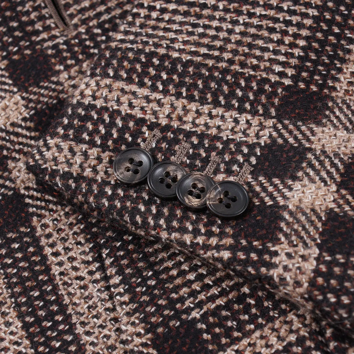 Kiton Layered Plaid Cashmere Overcoat