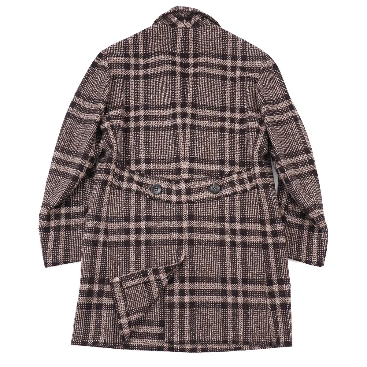 Kiton Layered Plaid Cashmere Overcoat