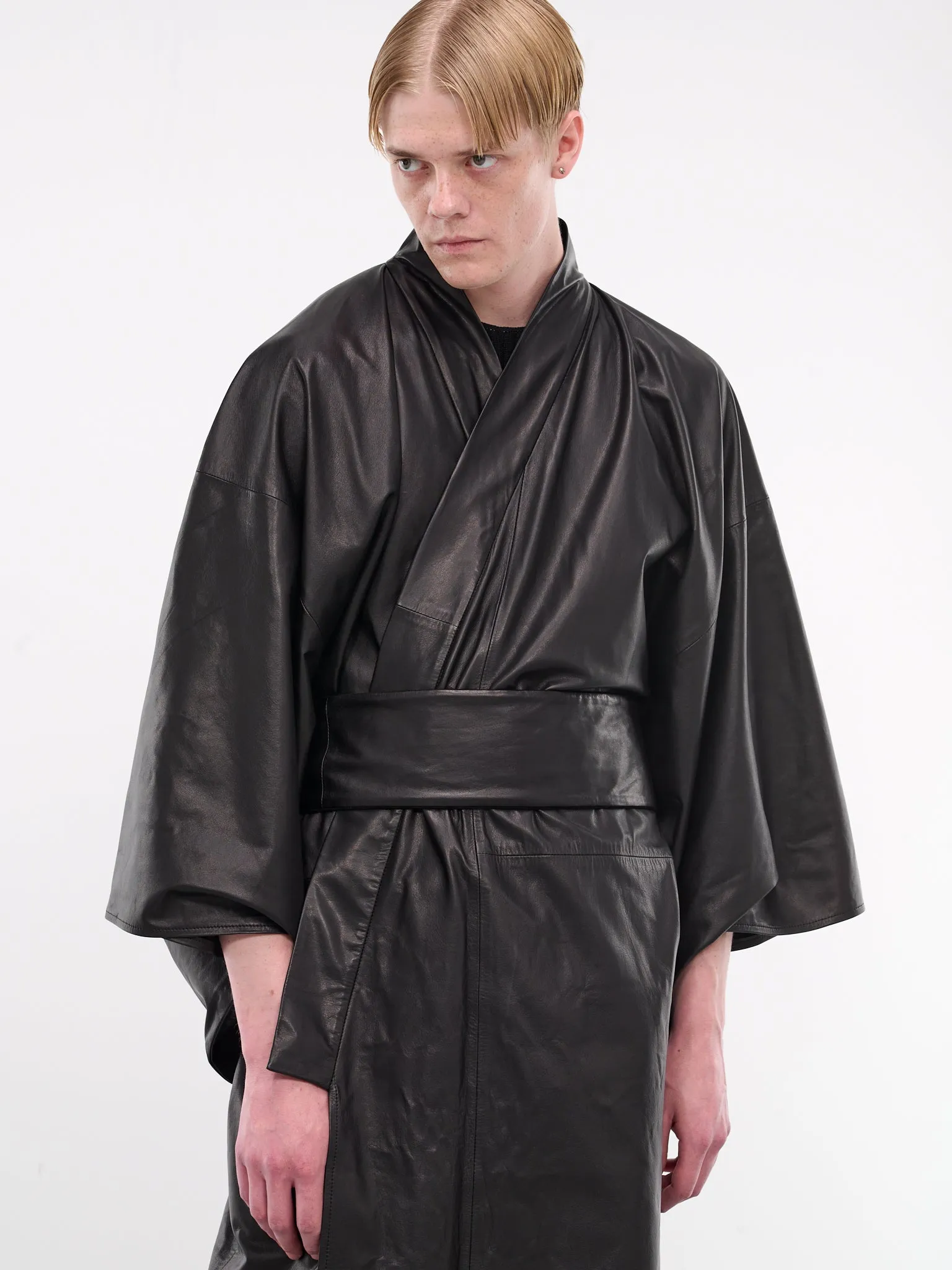 Leather Kimono (AJC2401-BLACK)