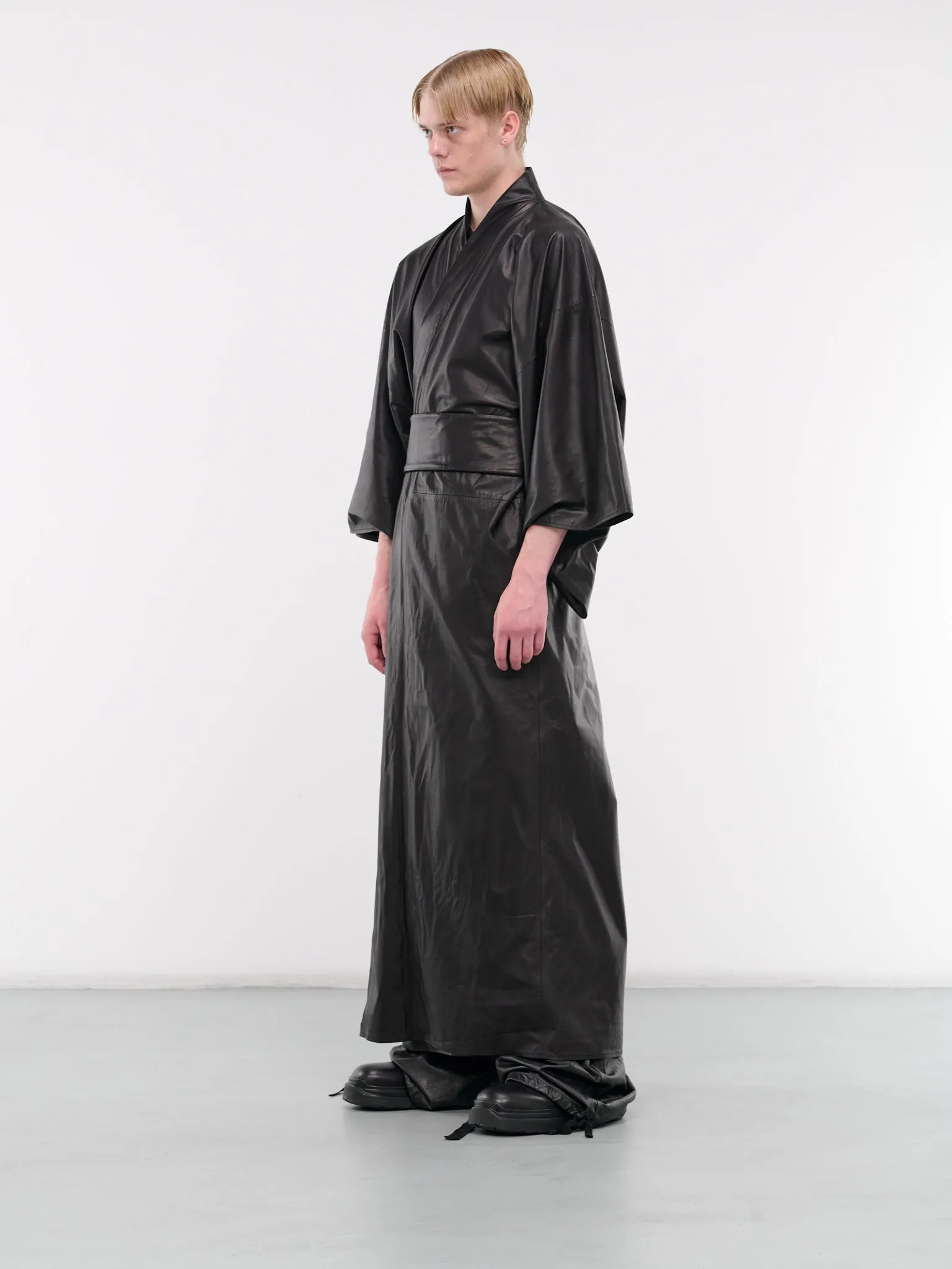 Leather Kimono (AJC2401-BLACK)