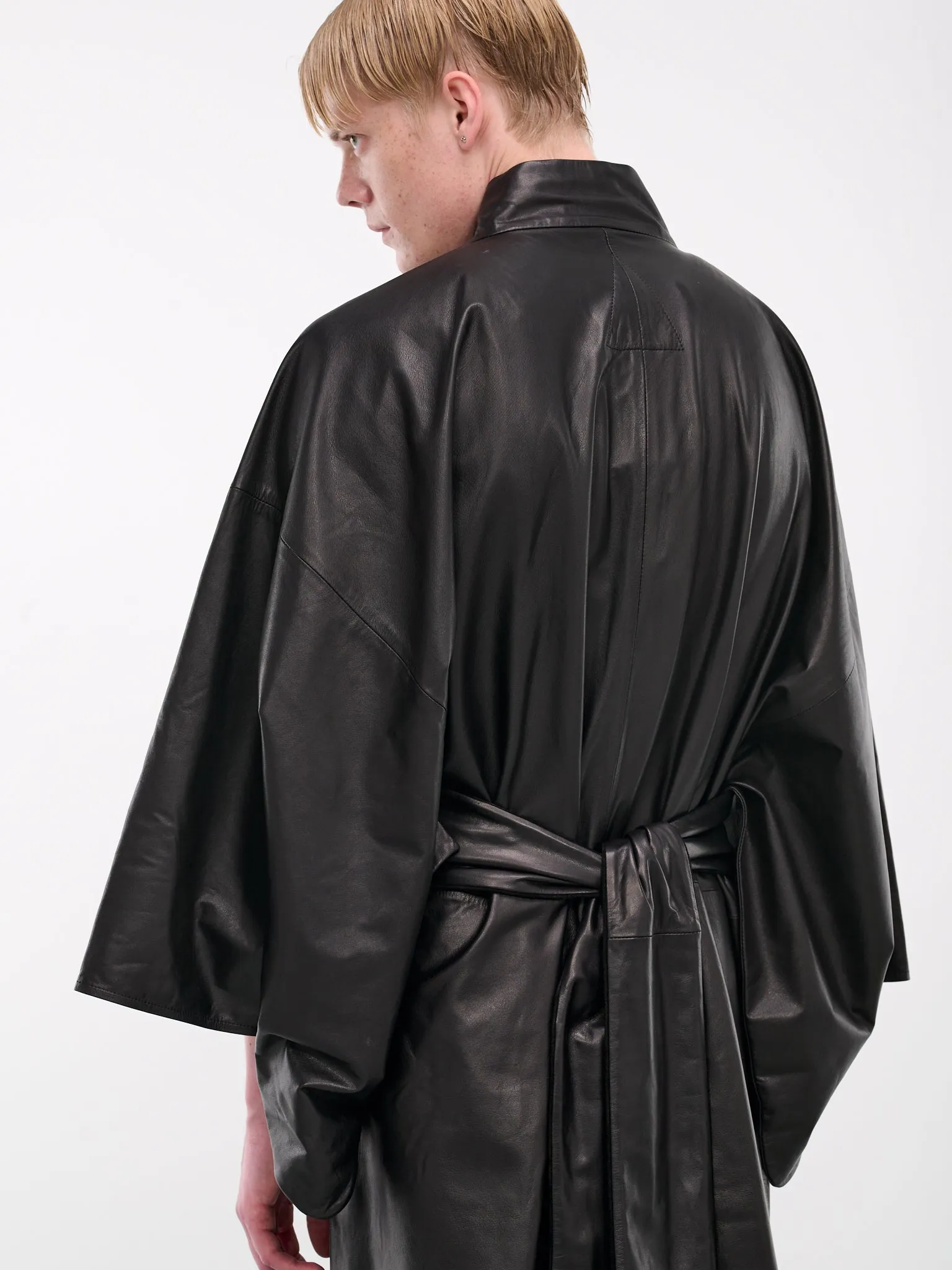 Leather Kimono (AJC2401-BLACK)