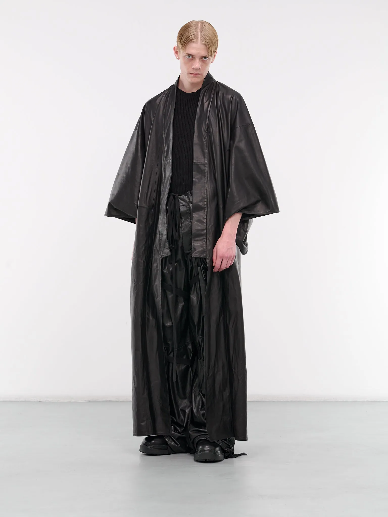 Leather Kimono (AJC2401-BLACK)