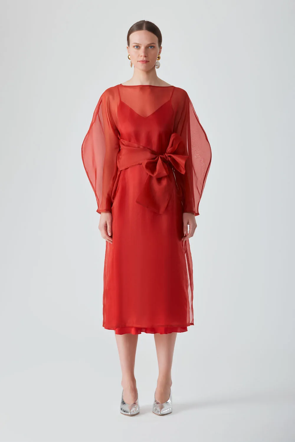 LIBA ORGANZA DRESS - RED CHILLI