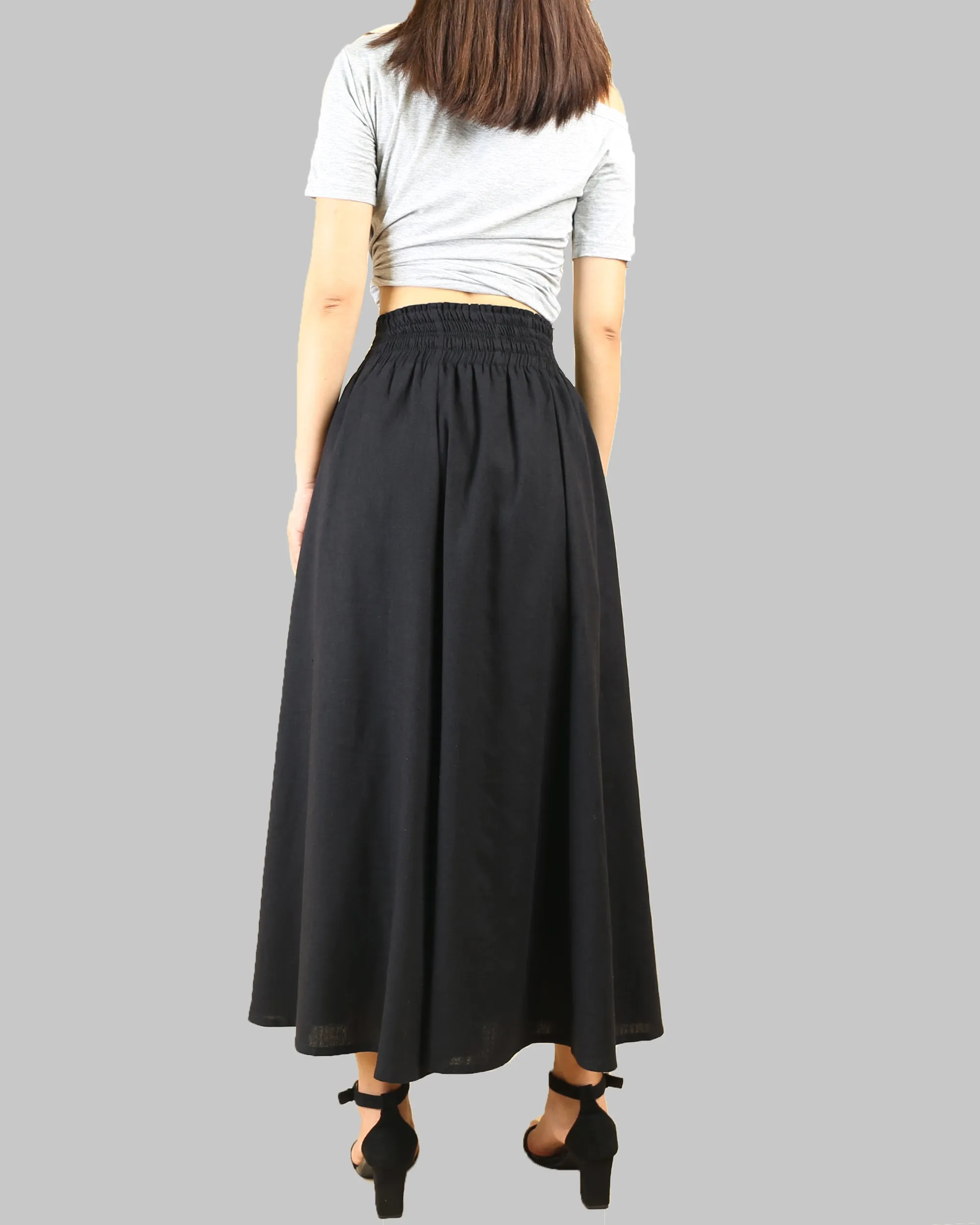 Linen skirt, Elastic waist skirt, high waist skirt, maxi skirt, long skirt, flared skirt(Q1989)