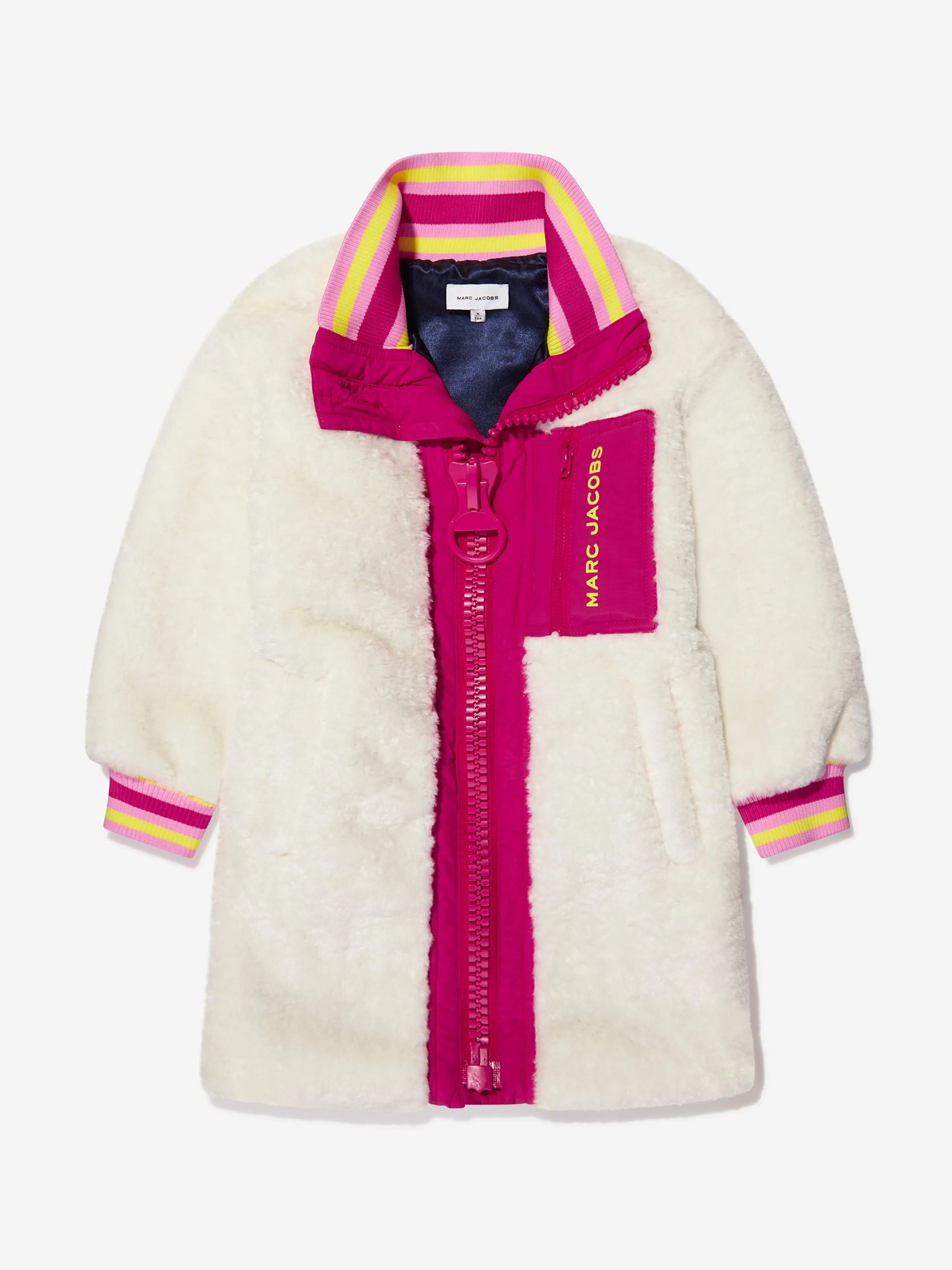 MARC JACOBS Girls Faux Shearling Coat in Ivory