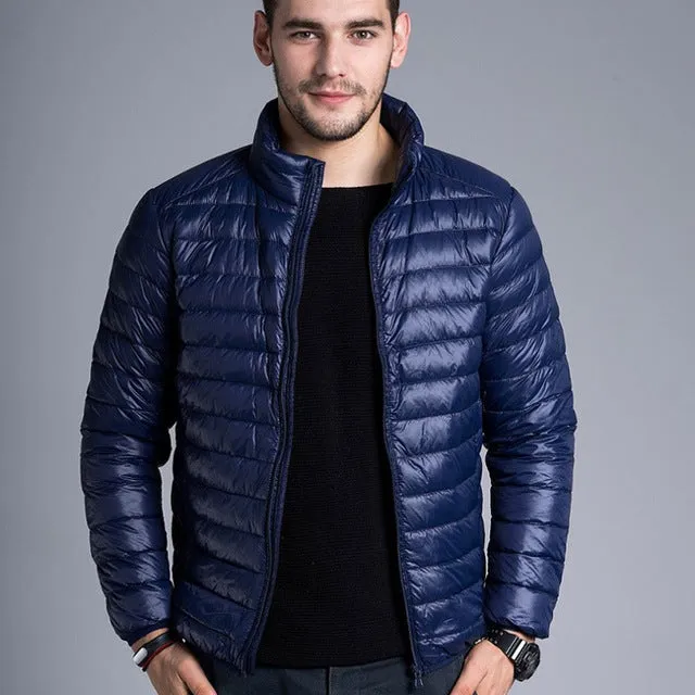 Men casual warm Jackets solid thin breathable Winter Jacket Mens outwear Coat Lightweight parka Plus size XXXL hombre jaqueta