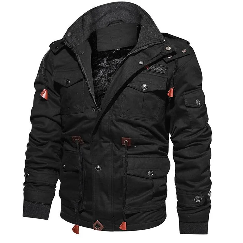 Men Winter Fleece Jacket Warm Hooded Coat Thermal Thick Outerwear Male Military Jacket