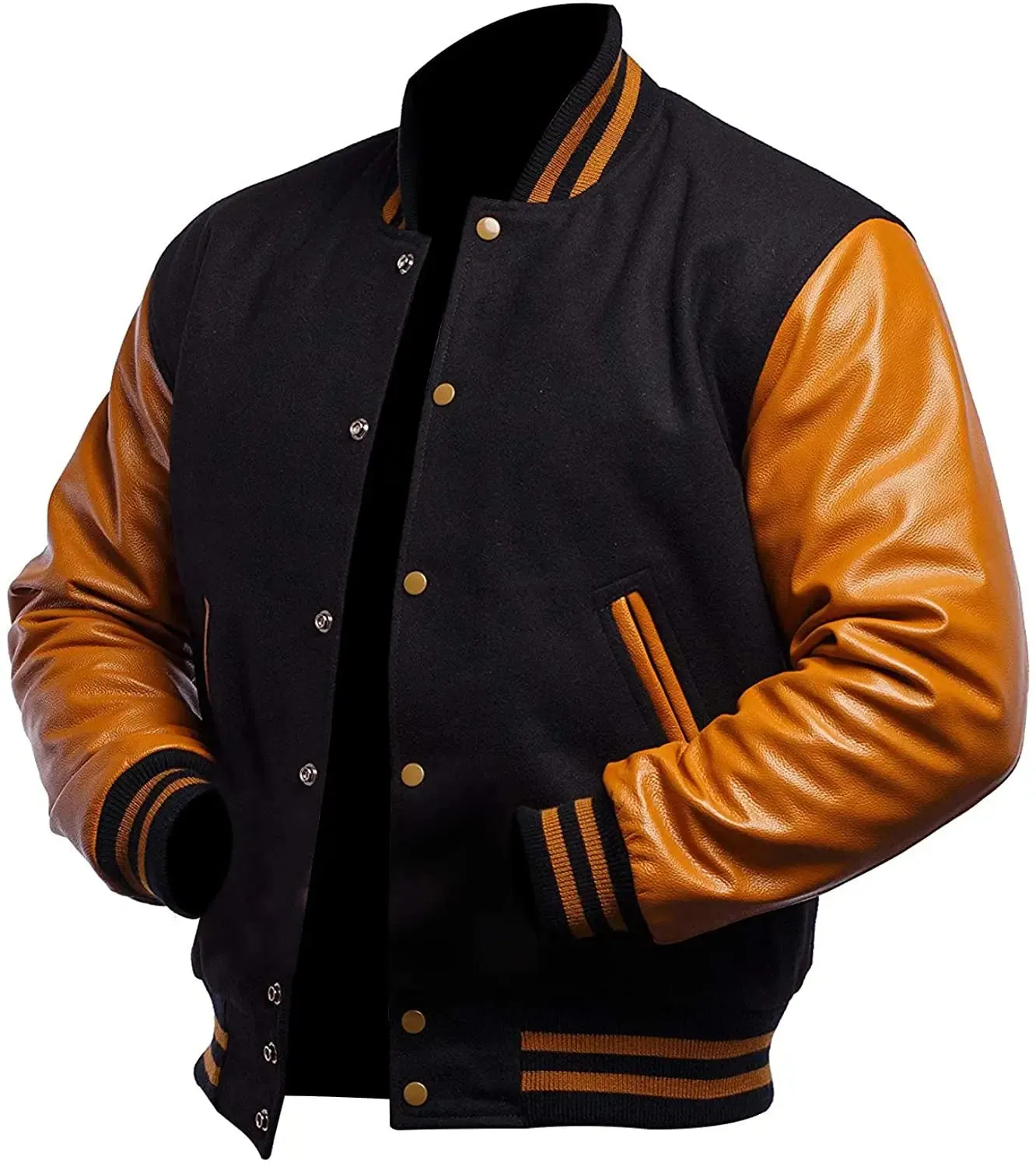 Mens Black And Gold Varsity Jacket