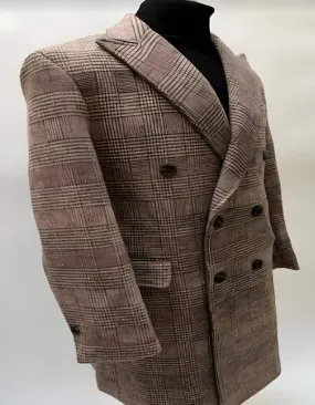 Mens Overcoat - Topcoat For Men - Winter Fabric - Mens Plaid Overcoat - Hounstooth Checker Pattern Topcoat - Rust Brown