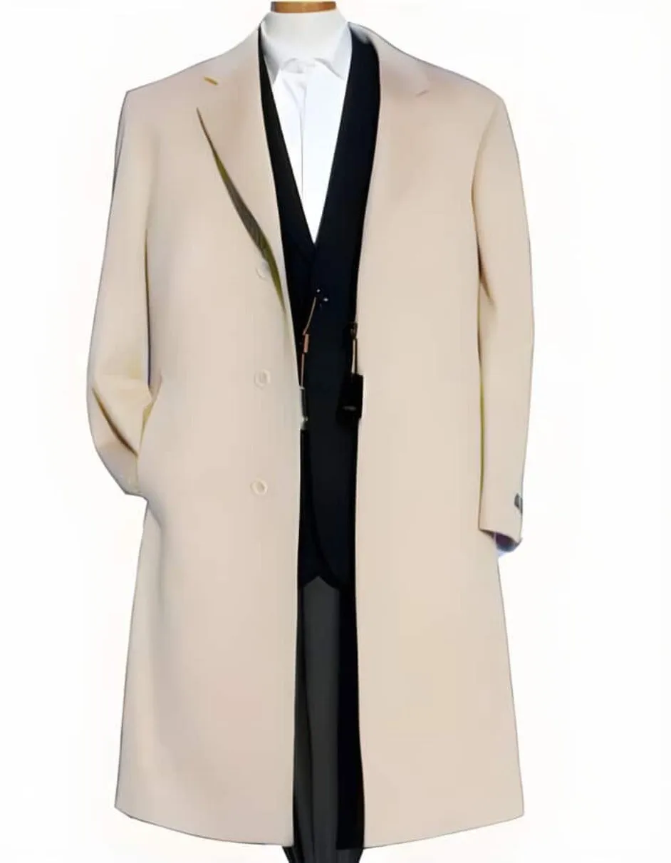 Mens Overcoat - Topcoat For Men - Winter Fabric - Off-White Soft Finest Grade Of Cashmere & Wool men's Overcoat ~ Long men's Dress Topcoat - Winter coat