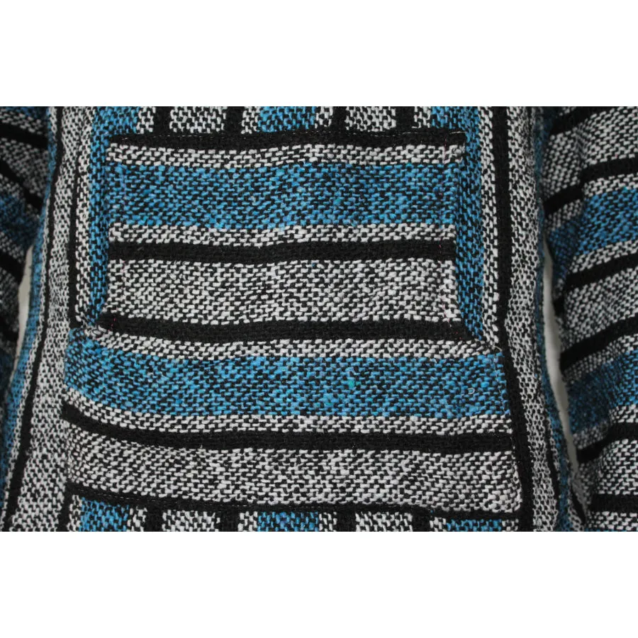 Mexican Baja Hoodie - Aqua and Black