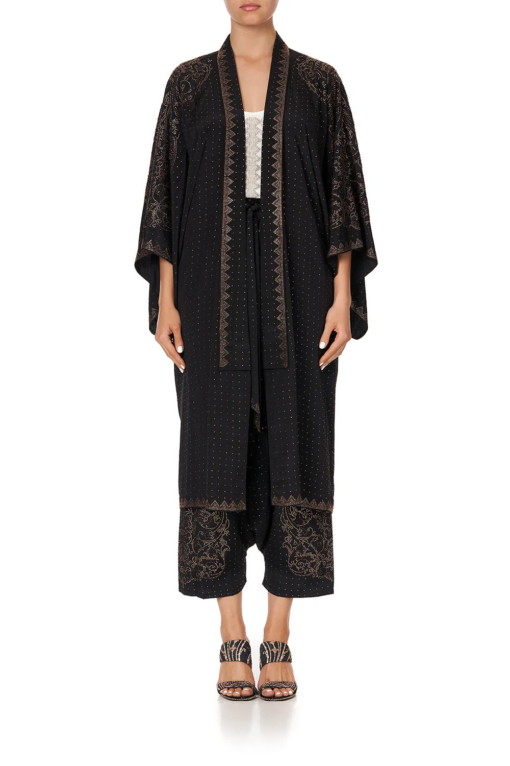 MID LENGTH KIMONO COAT LUXE BLACK