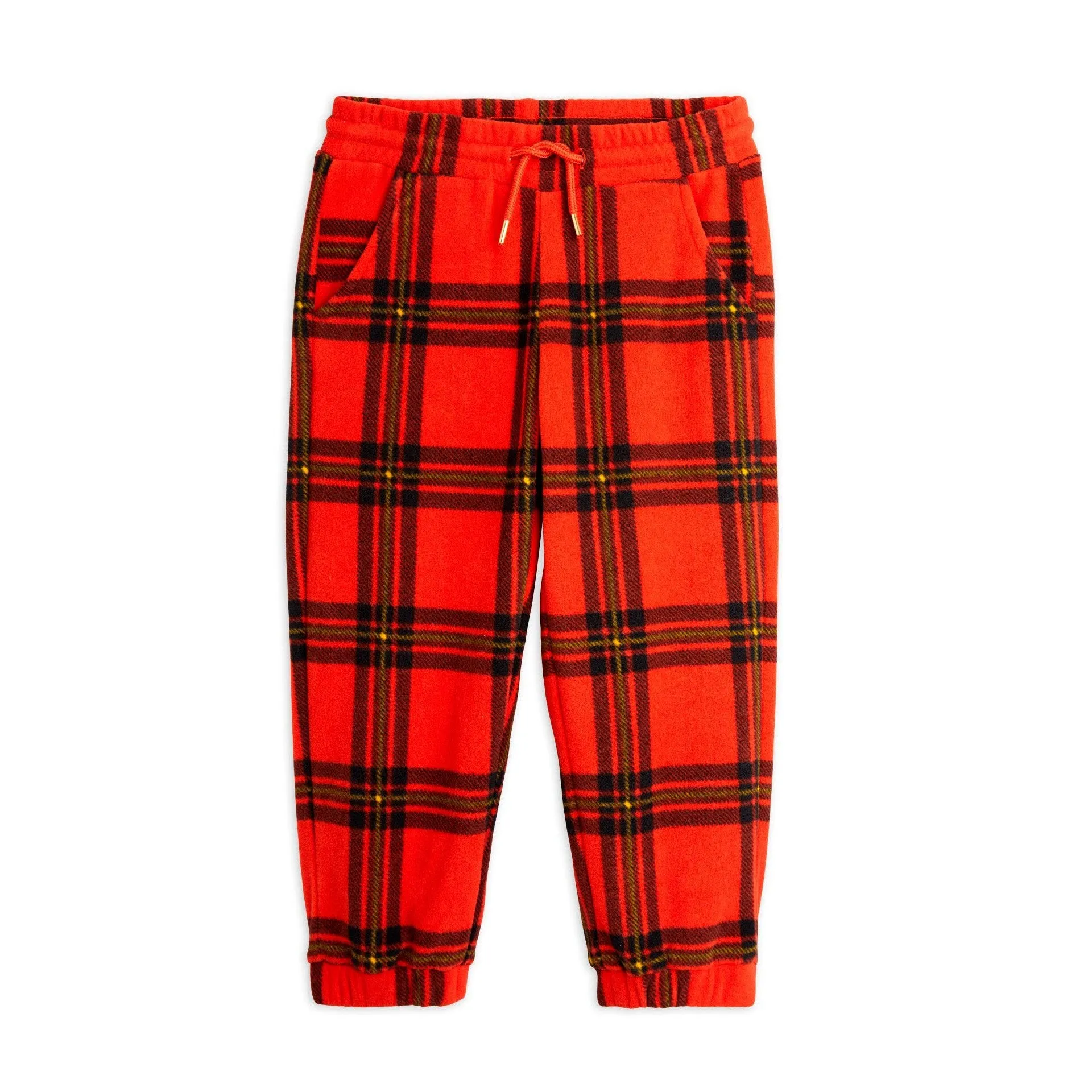 Mini Rodini - Red check fleece trousers