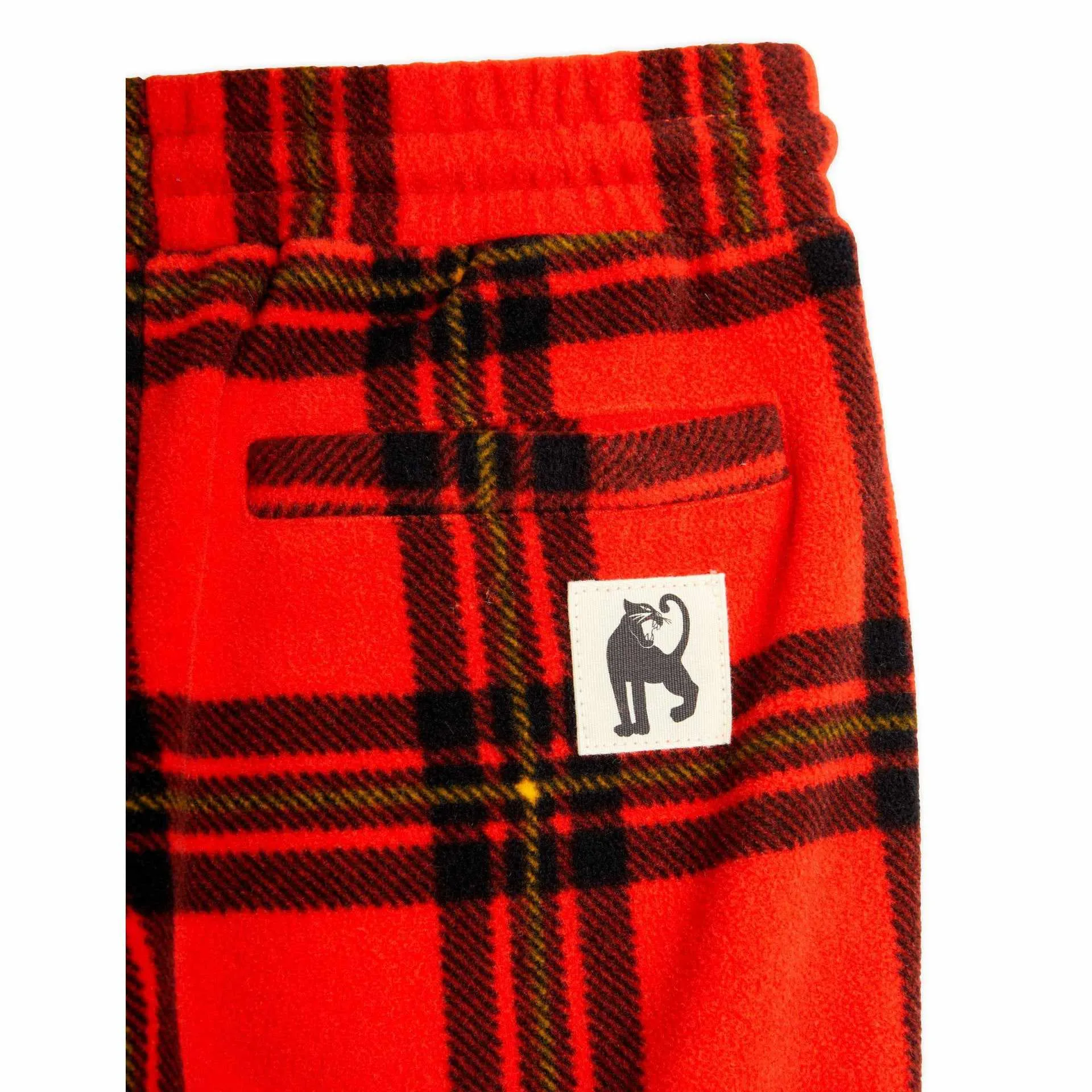 Mini Rodini - Red check fleece trousers