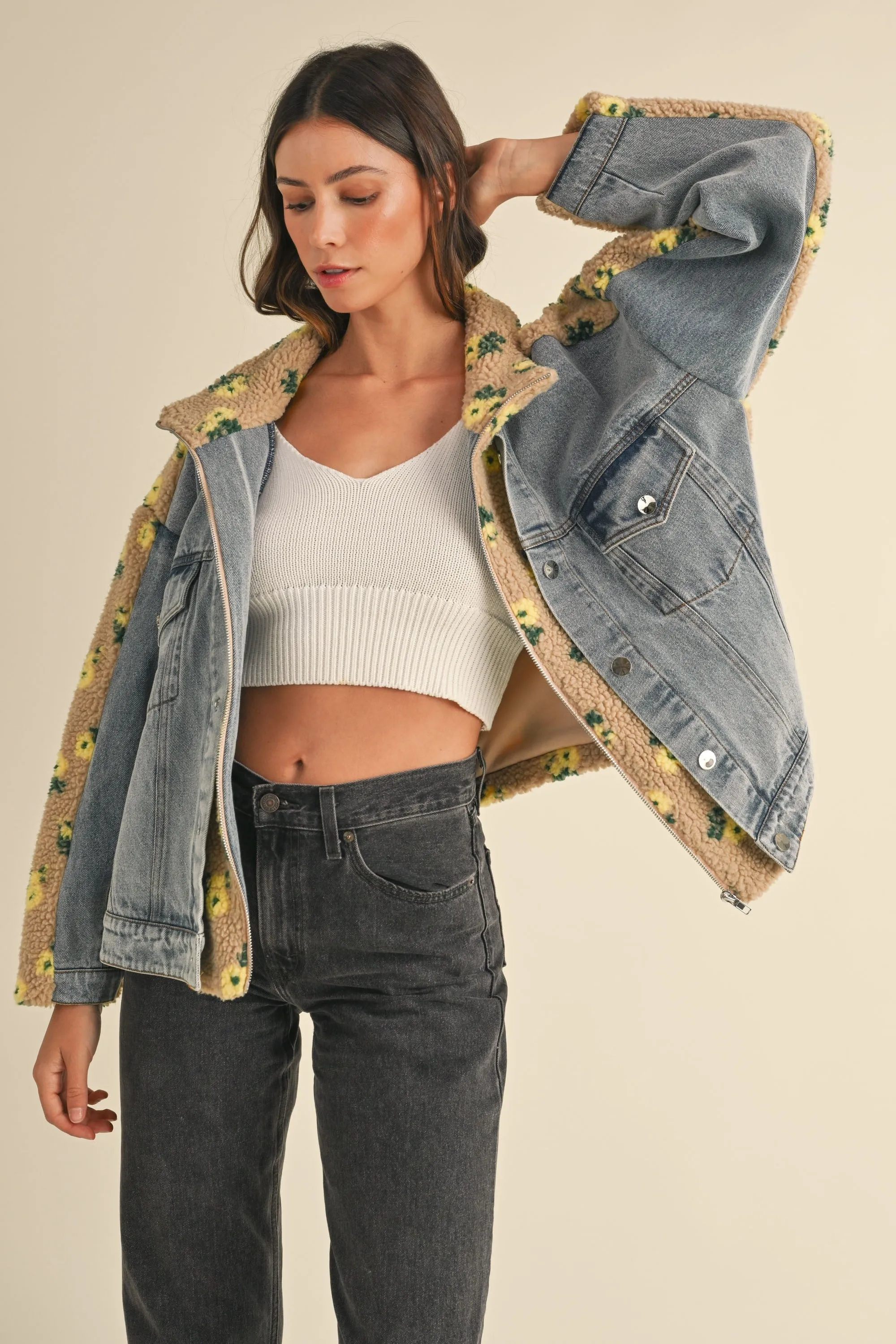 Mipsy Denim Sherpa Jacket