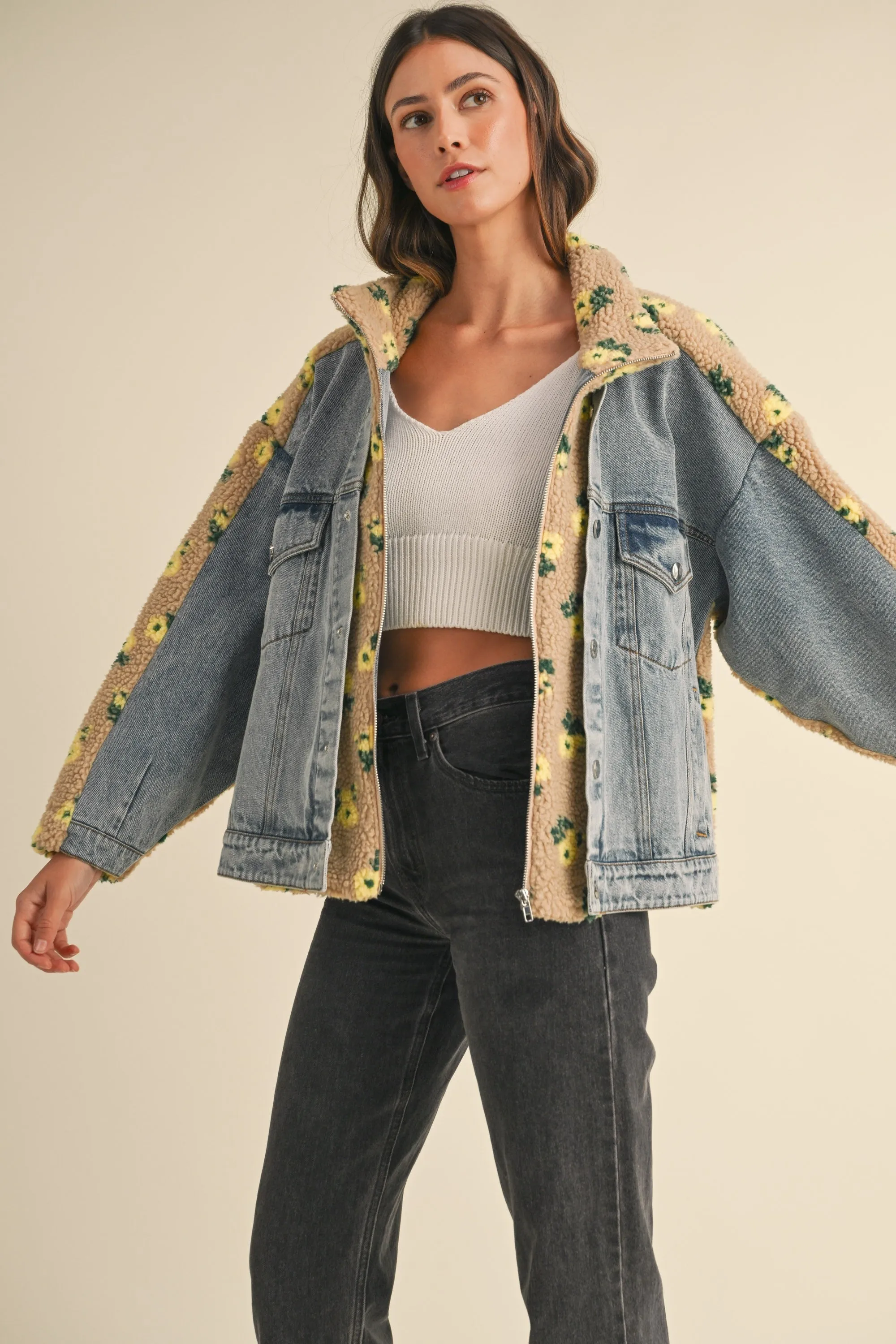 Mipsy Denim Sherpa Jacket