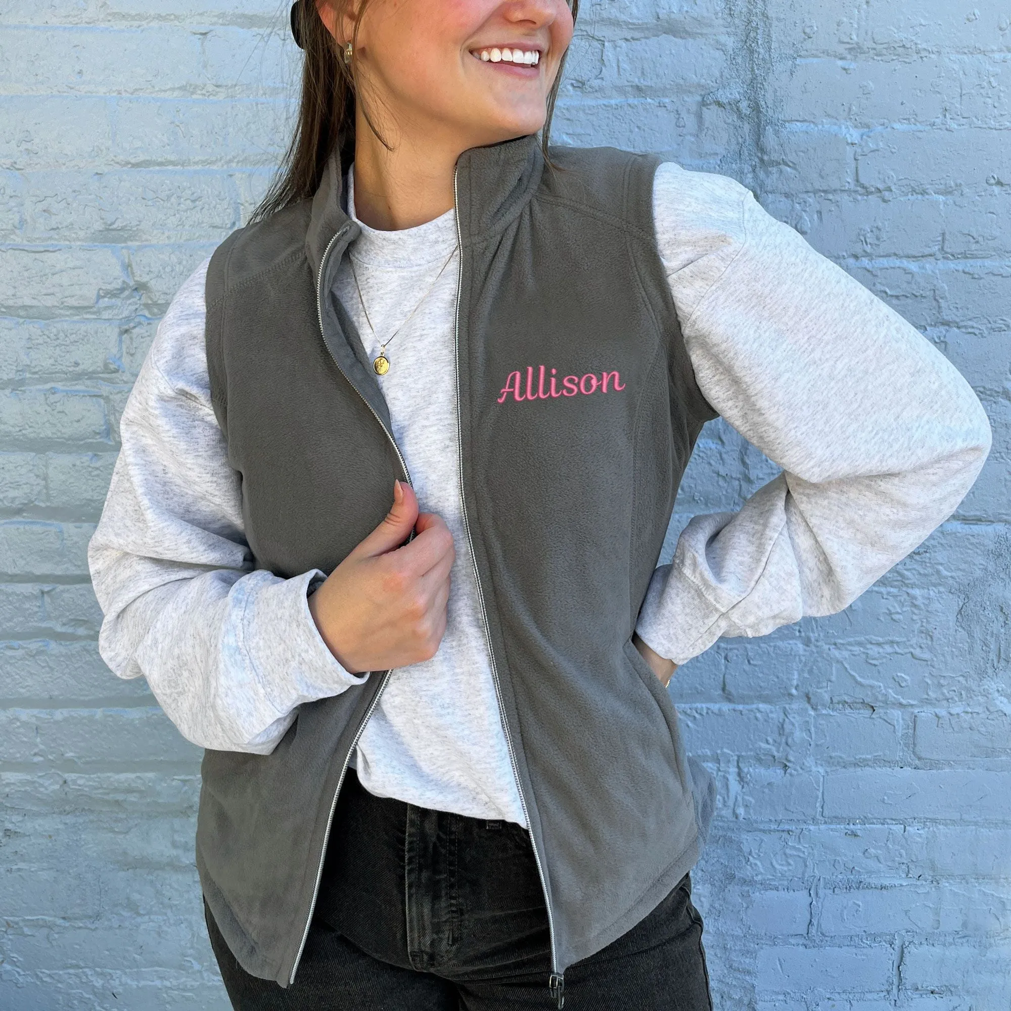 Monogrammed Embroidered Women's Fleece Vest