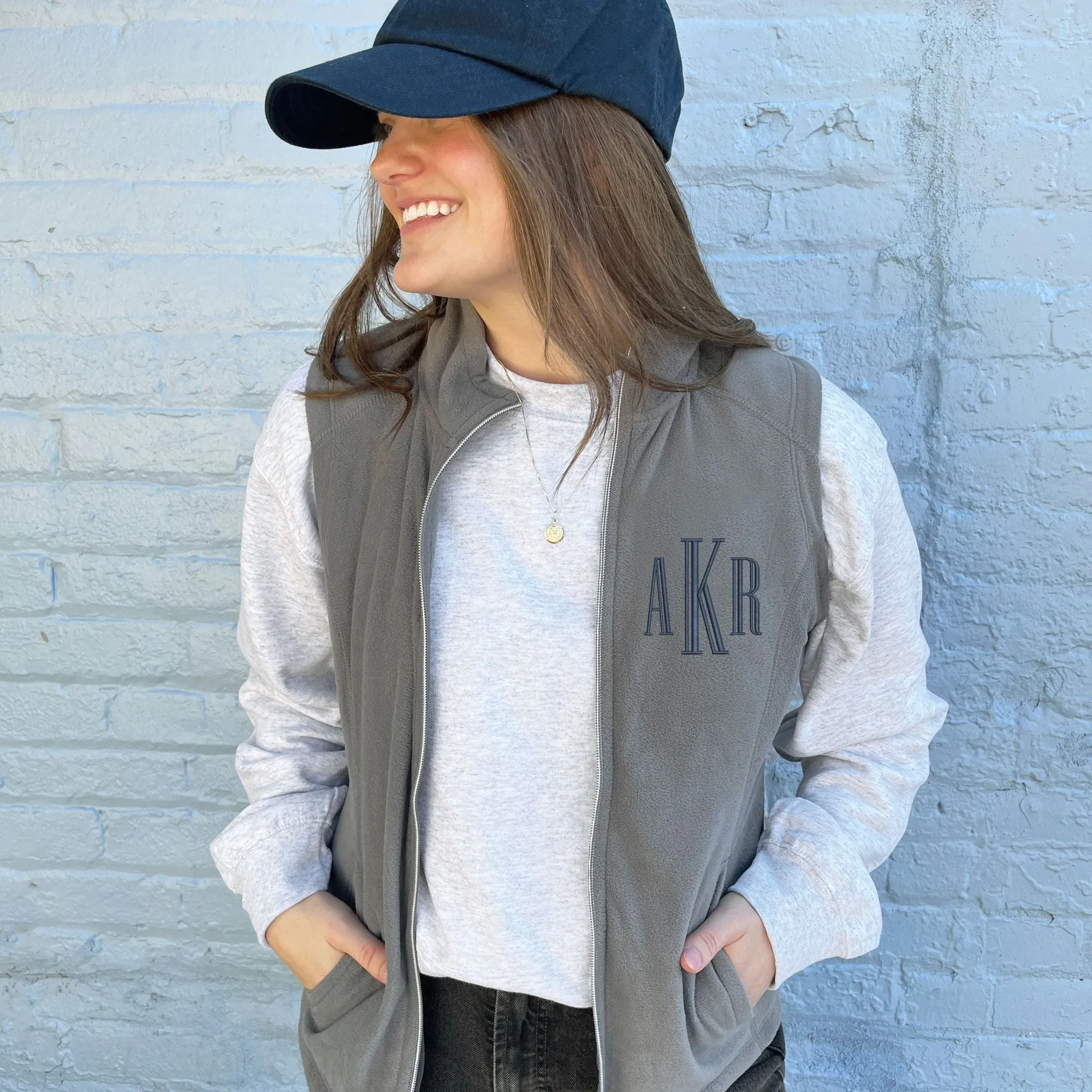 Monogrammed Embroidered Women's Fleece Vest