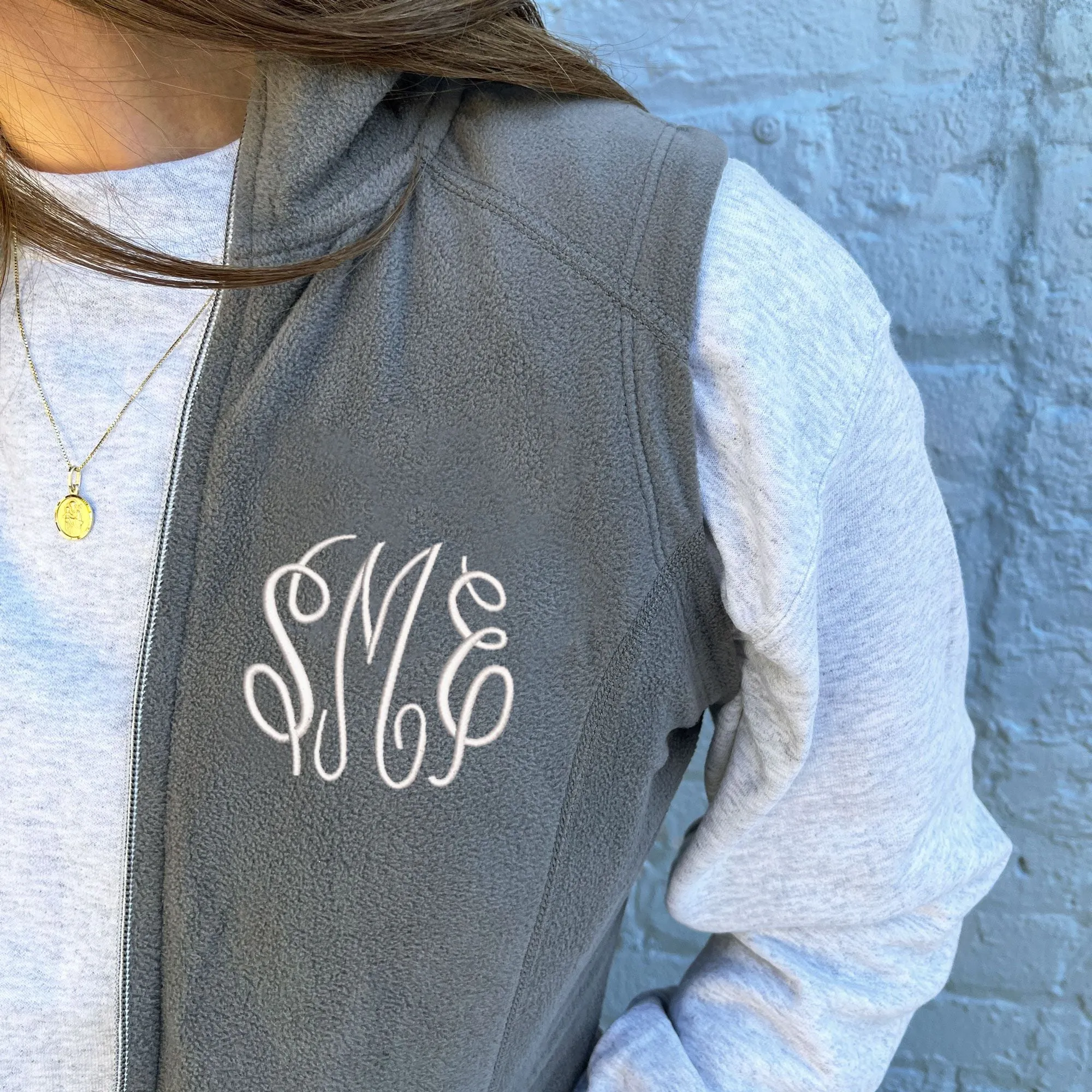 Monogrammed Embroidered Women's Fleece Vest