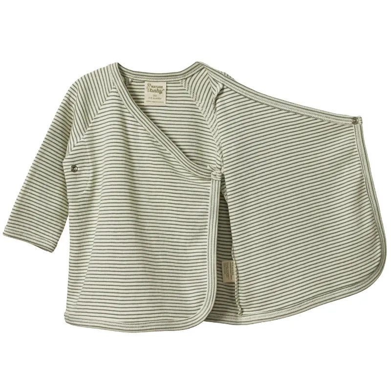 Nature Baby Kimono Jacket - Nettle Pinstripe