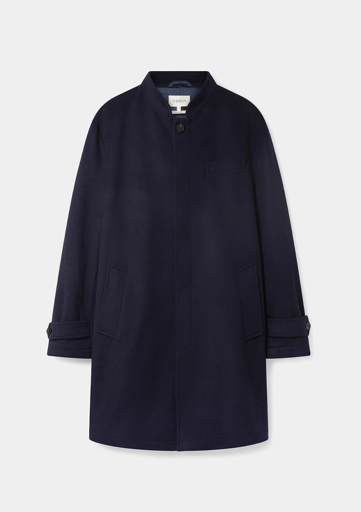 Navy Cashmere Nehru Overcoat