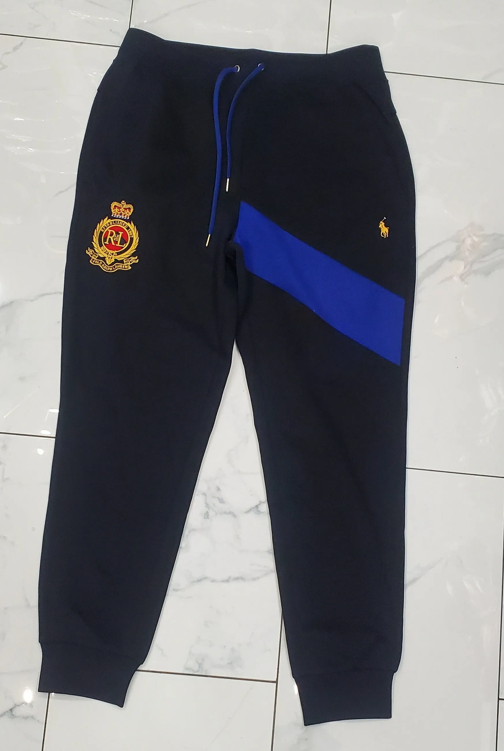 Nwt Polo Ralph Lauren Black/Royal Crest Joggers