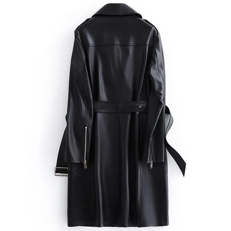 NYC Leather Trench Coat For Women