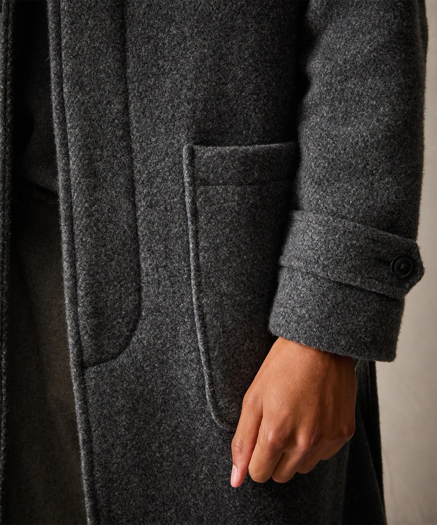 Oversized Cashmere Belted Overcoat in Charcoal