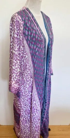 Pastels Blended. Long Reversible Silk Kimono. The perfect gift for any holiday.