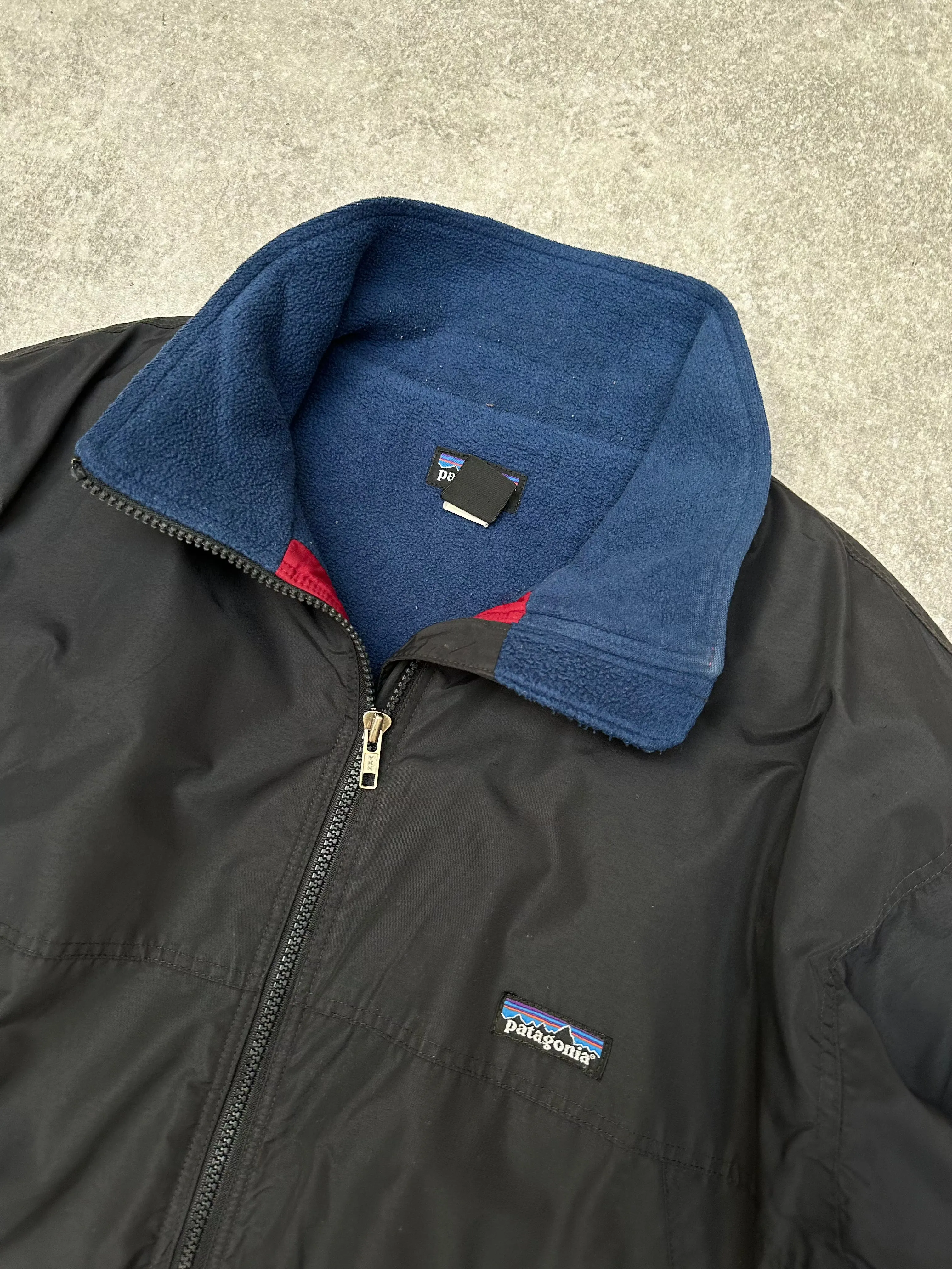 Patagonia Black Fleece Lined Nylon Zip Jacket