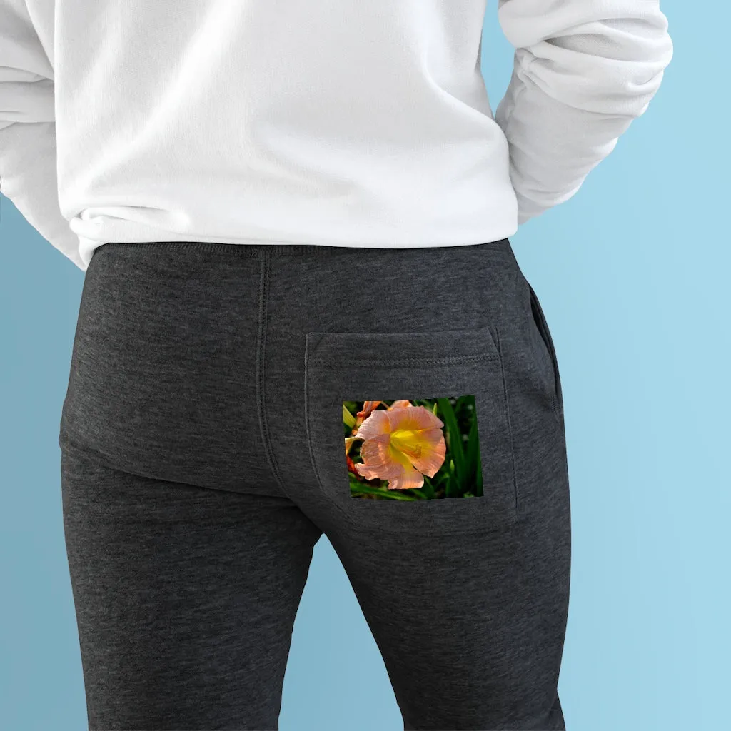 Peach and Yellow Flower Premium Fleece Joggers