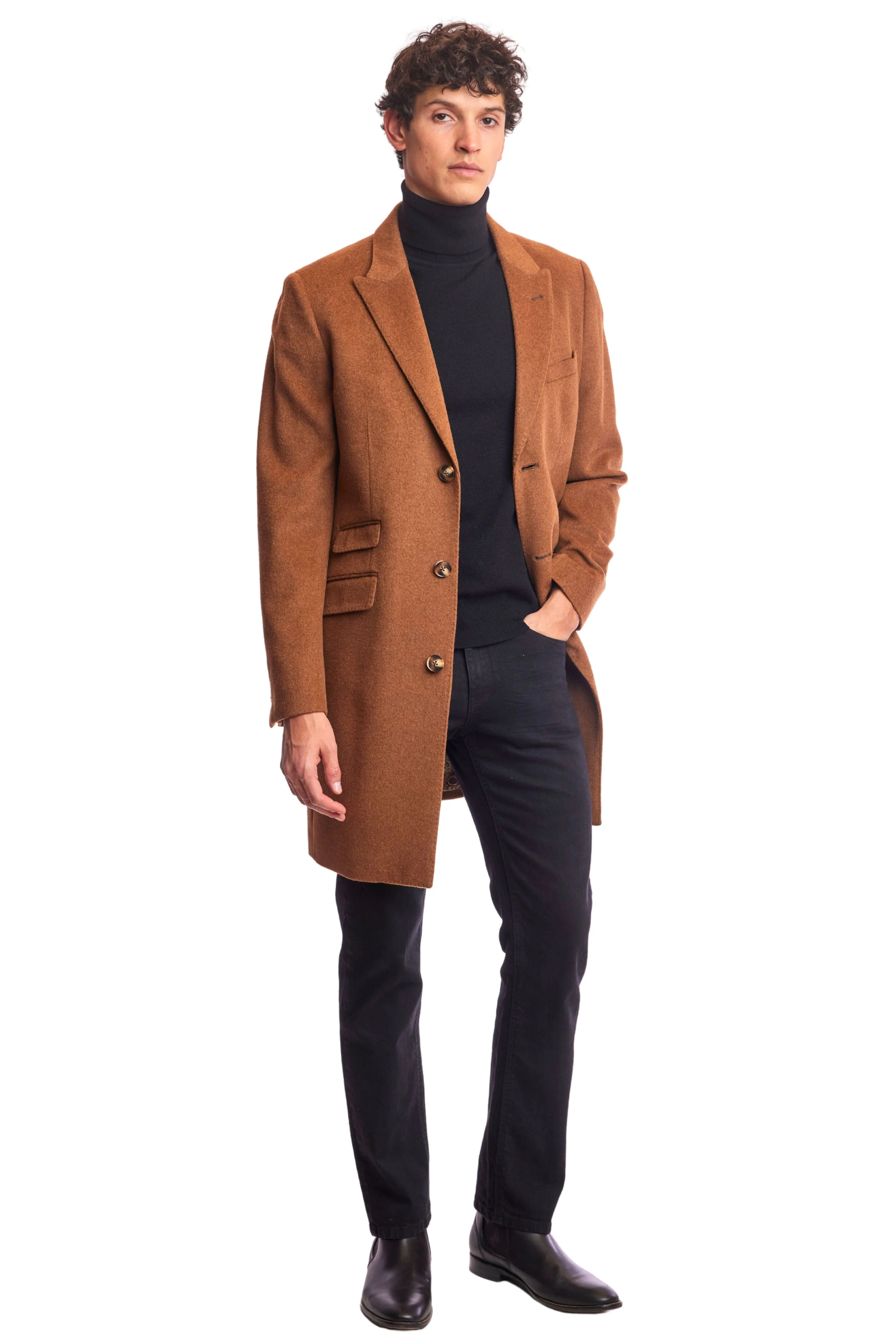 Peak Topcoat  - slim - Cognac Soft Touch