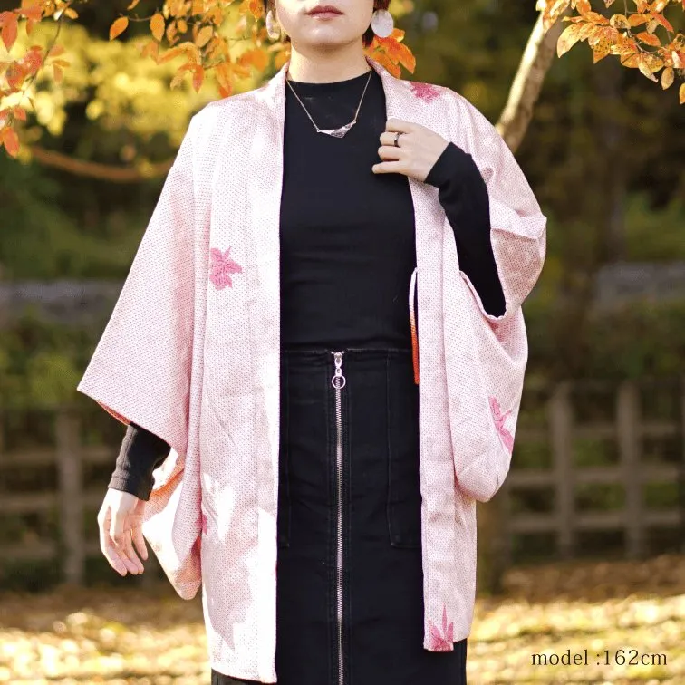 Pink dot with flowersplant haori