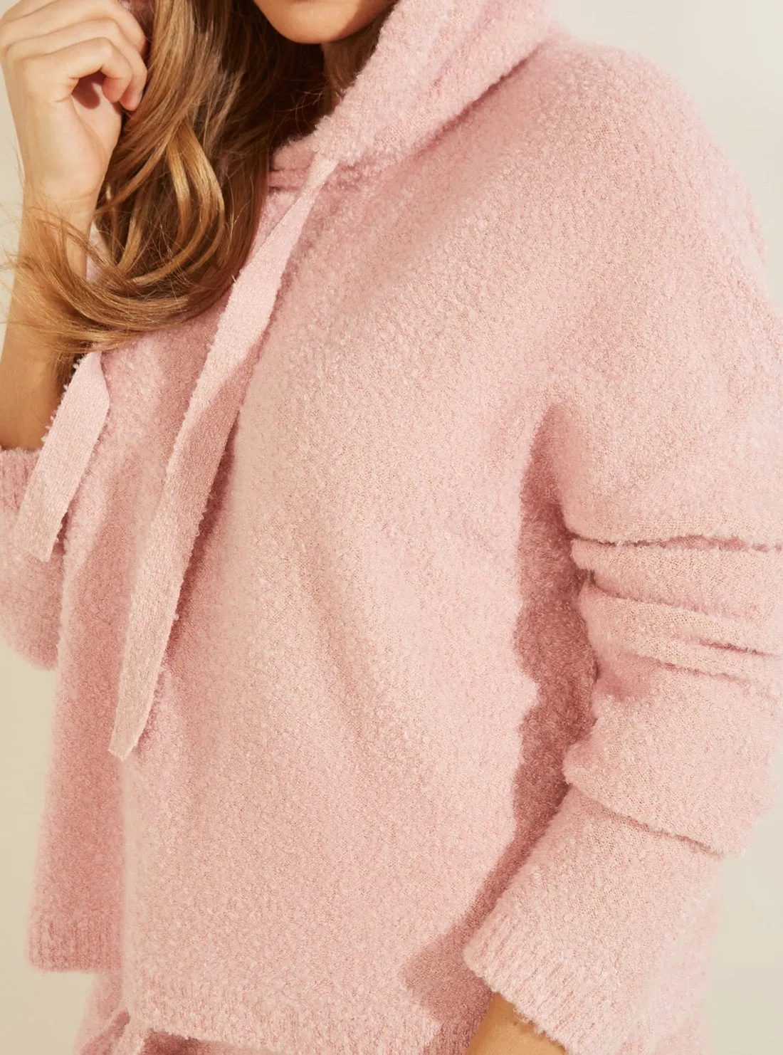 Pink Reeda Lurex Boucle Hoodie